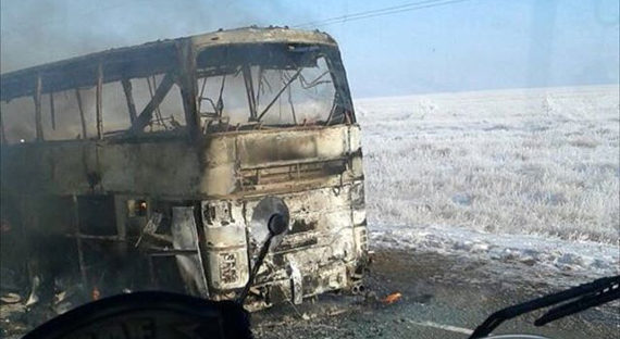 Пожар в автобусе: пятеро выживших получили легкие ожоги (ВИДЕО)