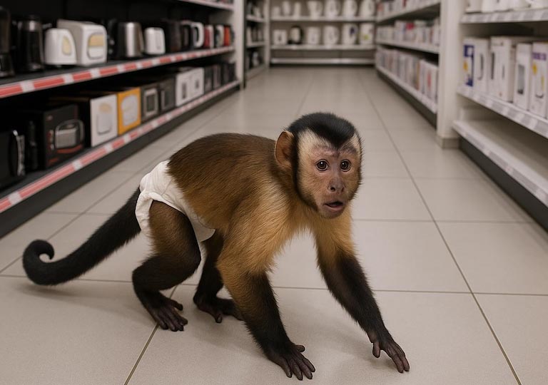 В Красноярске на сотрудника магазина напала обезьяна