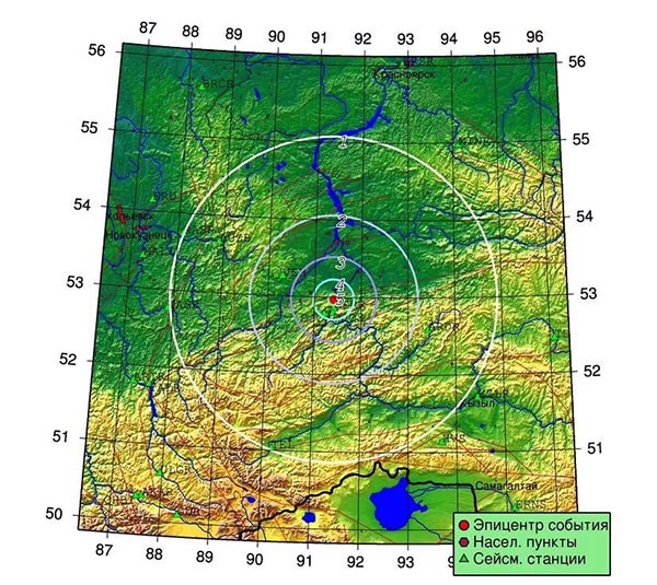 В Хакасии ночью произошло землетрясение магнитудой 4,2
