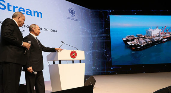 Путин и Эрдоган установили последнюю секцию морской части «Турецкого потока»