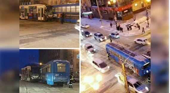 Редчайшее ДТП: в Хабаровске столкнулись два трамвая