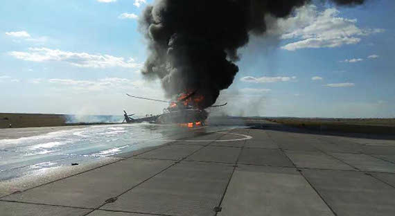 В Саратовской области вертолет Ми-8 перевернулся при взлете