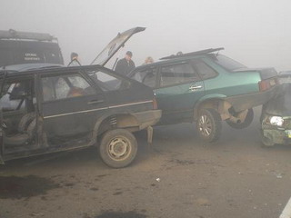 Из-за тумана более 20 машин попали в ДТП  в Черногорске