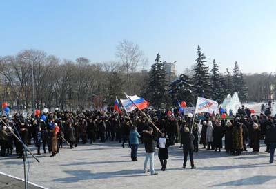 В Хакасии прошел митинг в поддержку победы Владимира Путина