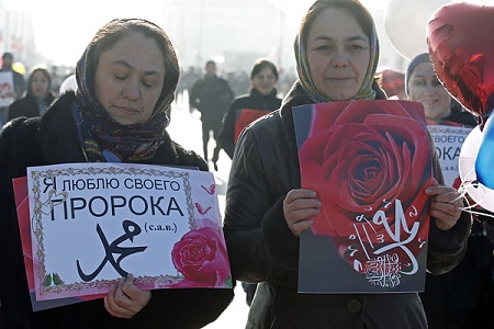 В Грозном прошла акция в защиту исламских ценностей и против карикатур на пророка Мухаммеда