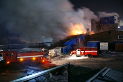 Пожар на обогатительной угольной фабрике в Хакасии